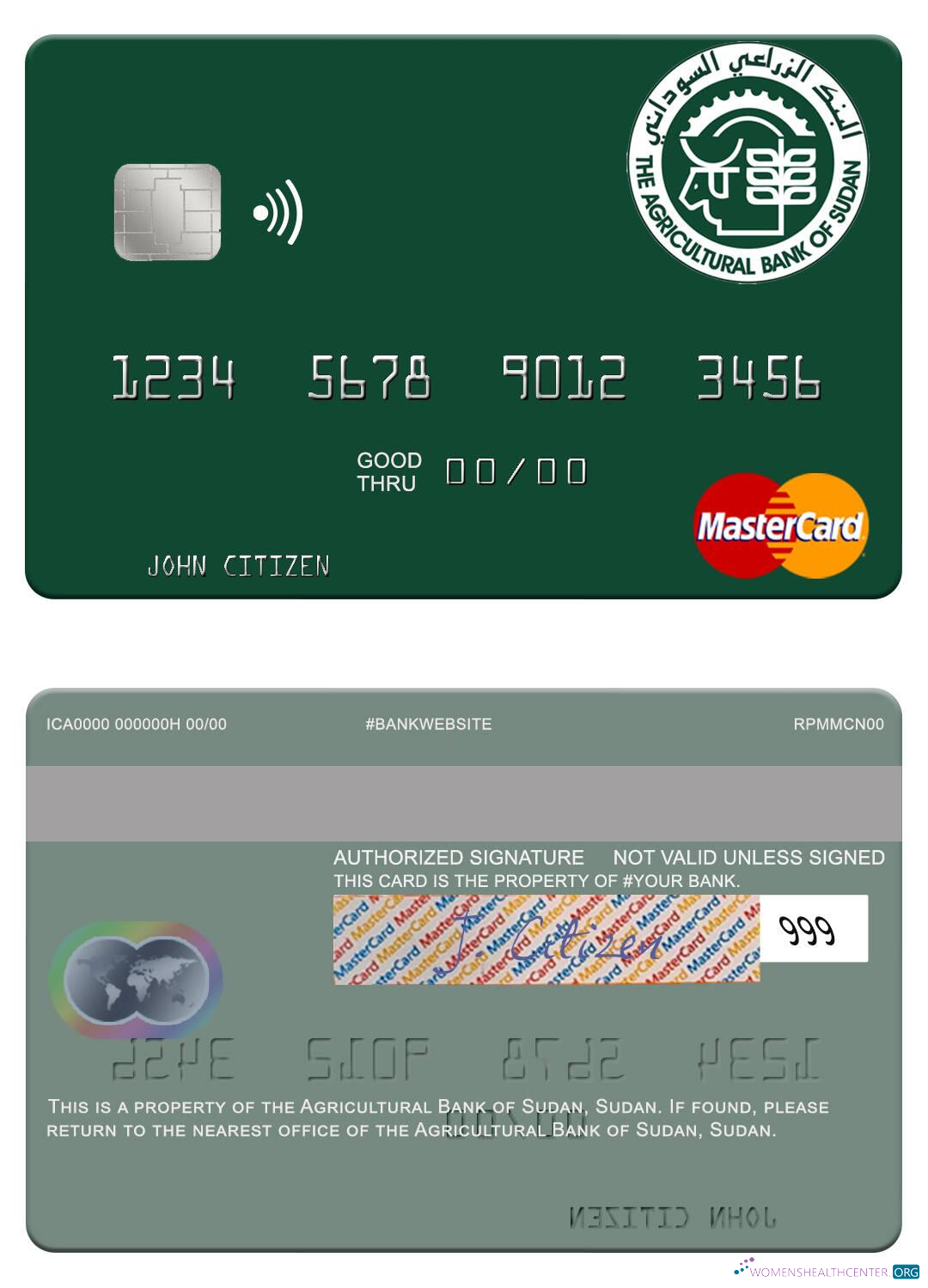 Download Sudan The Agricultural Bank of Sudan mastercard Photoshop template